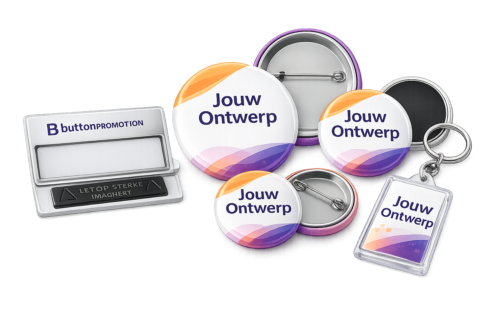 Buttons, naambadges en sleutelhangers van Buttonpromotion