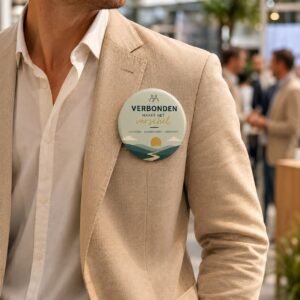 Mega button met dubbele kledingmagneet gedagen op colbert