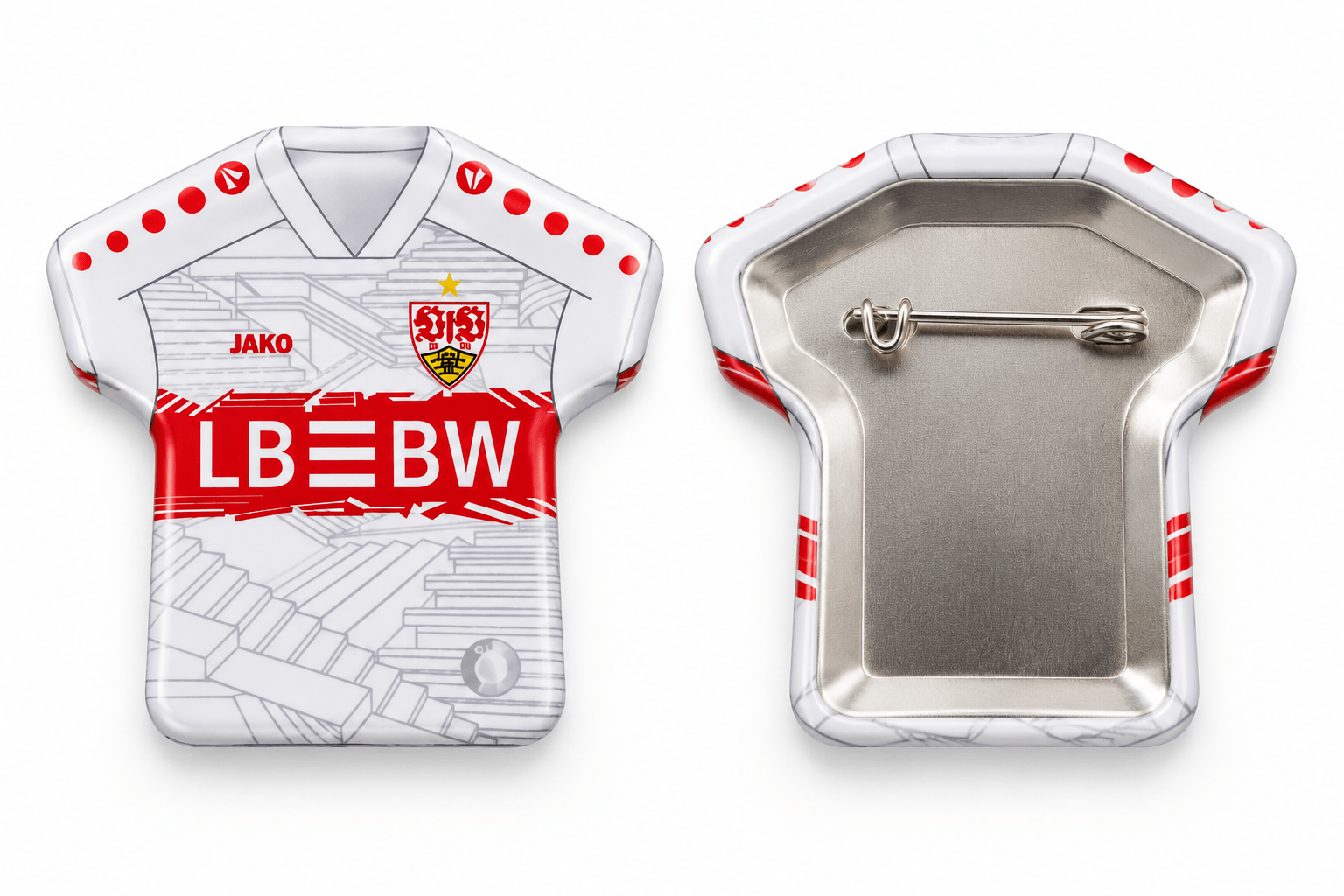 T-shirt vorm button met speld