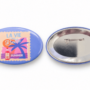 Ovale button met speld 65x45mm